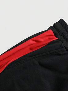 ROMWE MEN Prep Men's Contrast Color Drawstring Waist Slant Pocket Casual Shorts - Multicolor - View 4