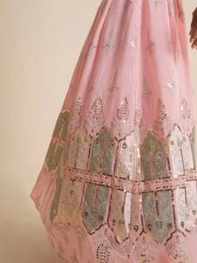 LOTSLUV Chân váy vải đính sequin màu tím dành cho nữ - Hồng - Xem 4