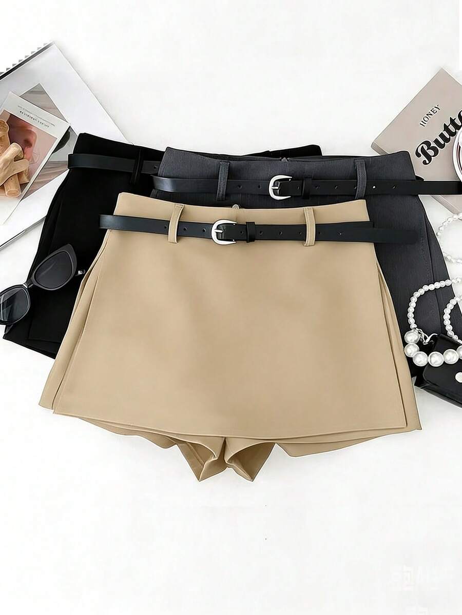 Franclia New Apricot High Waist Suit Skirt For Women, Spring/Summer - Khaki - View 1