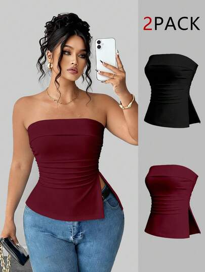 Elenzga Plus Size Women's Casual Versatile Tube Top