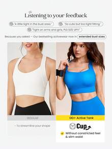 GLOWMODE Top corto de diseño cruzado, con copas extraíbles, de tela suave y compresiva, sin transparencia, con soporte y brillo, ideal para yoga, pilates y actividades diarias de bajo impacto, tallas grandes (DD+) - Blue Power - Ver 2