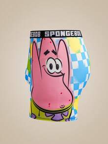 SpongeBob SquarePants | SHEIN Men's Square Pants Boxer Briefs - Blue and White - View 4