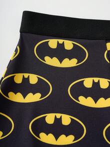 BATMAN X SHEIN 女士卡通印花松紧腰平角内裤 - 黑色 - 查看 4