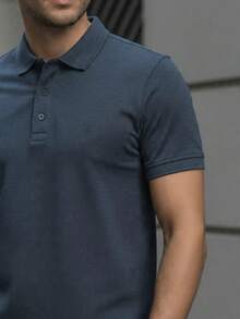 Playera Tipo Polo para Caballero Estilo Casual Primavera Verano - Azul Petróleo - Ver 2