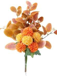 1pc Simulation Flower Pomander Bouquet In White And Blue For Home Table Decor Christmas For Holiday Gift Giving - Burnt Orange - View 2