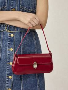 MOTF PREMIUM LADIES SHOULDER BAG, EXQUISITE AND SIMPLE BAGUETTE BAG, VERSATILE PARTY COMMUTE - Red - View 8