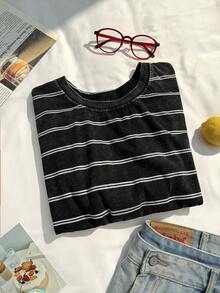 Comfortcana 大码休闲短袖T恤，3D立体花卉刺绣，水洗棉，春夏款 - 灰色 - 查看 6