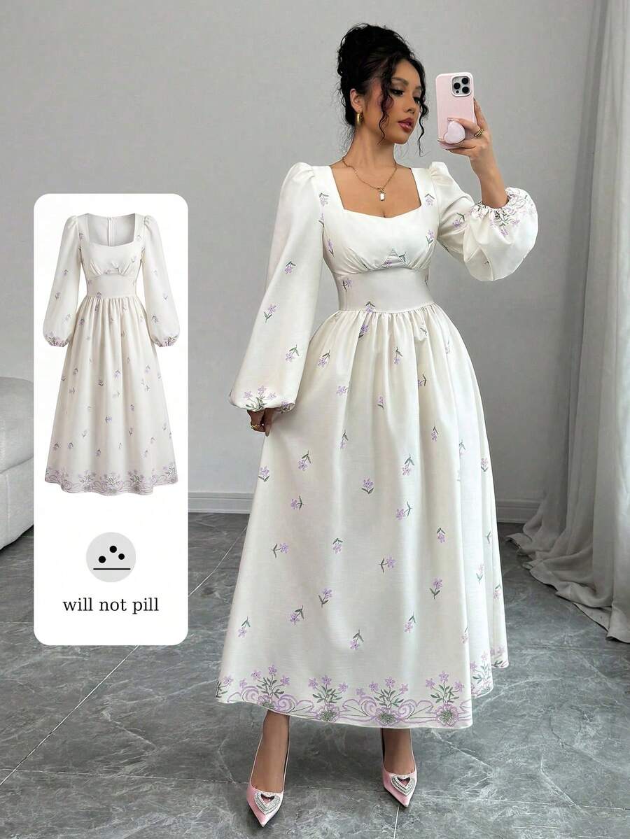 Modelyn 女士梭织印花收腰喇叭裙 - 紫色 - 查看 1