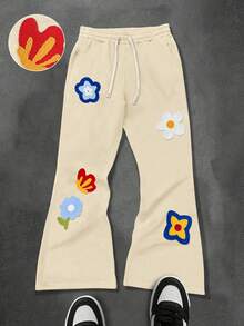 Manfinity EMRG Quần thể thao nam dáng casual in hoa, có dây rút ở eo. - Màu be - Xem 4