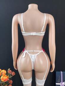 SHEIN Bộ đồ lót gợi cảm có gọng thêu hoa lưới khi đi chơi - Nhiều màu - Xem 6