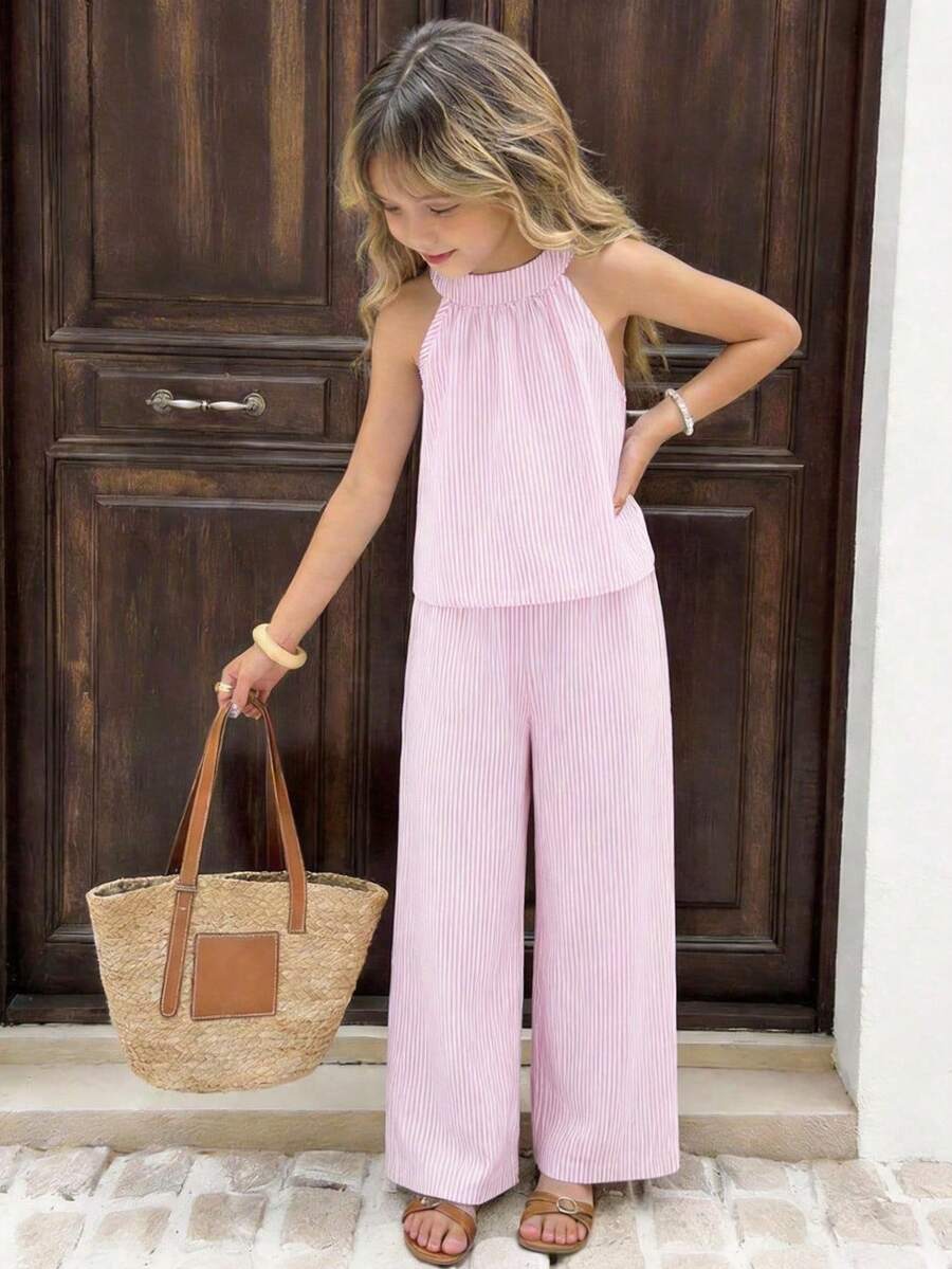 SHEIN Sparklyn Conjunto de camisola versátil para férias femininas, tops de primavera/verão, adequados para férias, viagens e diversas ocasiões, frescos e energéticos. - Rosa - Ver 1