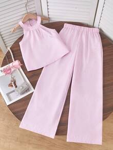 SHEIN Sparklyn Conjunto de camisola versátil para férias femininas, tops de primavera/verão, adequados para férias, viagens e diversas ocasiões, frescos e energéticos. - Rosa - Ver 5