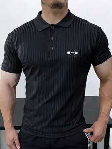 Gym Rark Men's Regular Fit Short Sleeve Casual Summer Versatile Sports Polo Shirt, Gym - Black - View 3