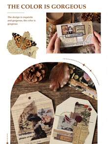 2套旧木纹浮膜拼贴贴纸书，防水宠物日记本材质创意贴纸书 - 均碼 - 查看 9