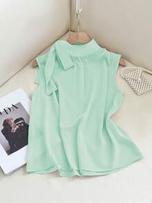 GlowEve Nueva Blusa sin mangas con botones y tirantes laterales de primavera/verano, elegante y versátil para mujeres - verde menta - Ver 6