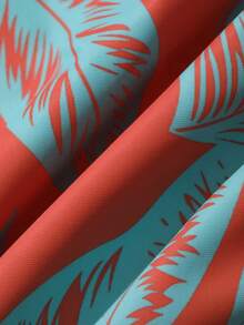 Livesso Tween Girl One-Piece Tropical Plant & Letter Print Swimsuit With Shorts - Orange - View 3