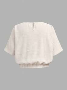 Firerie Kids 少女宽松腰身杏色纹理两件套，休闲时尚，百搭，适合派对、郊游、姐妹合照、公园、露营、度假、日常休闲等场合。 - 杏色 - 查看 7