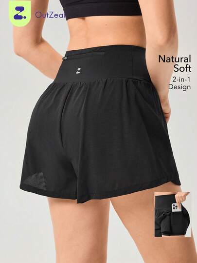 OutZeal Women Sports Shorts Gym Workout Summer Built-In Shorts With Pocket Active Bottoms