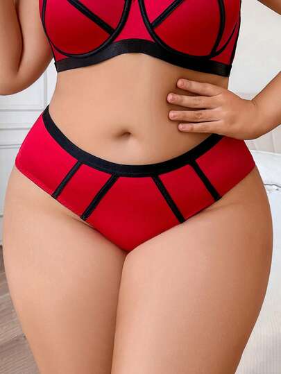 1 chiếc quần bikini cạp chun màu đỏ dành cho nữ cỡ lớn