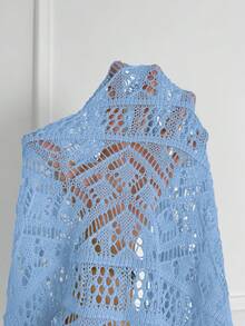 GlowEve Women's Lightweight Perforated 3/4 Sleeve Cardigan, Summer New Arrival - Baby Blue - View 7