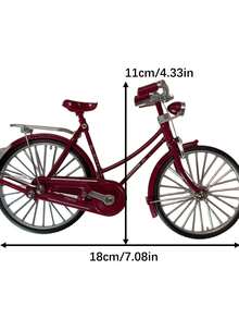 1件复古自行车模型，有红色和黑色可选，28英寸经典自行车模型，DIY组装，迷你自行车模型摆件，压铸自行车收藏品，复古微型车辆家居装饰。 - 彩色 - 查看 3