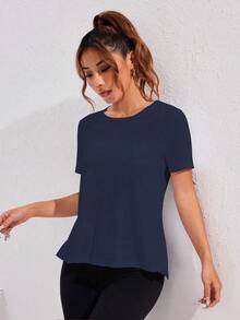 Gameset SHEIN Sport Bộ đồ thể thao 2 mảnh màu đen trắng phối vải jacquard phối lưới phía sau dành cho nữ, thích hợp cho mùa xuân/hè. - Nhiều màu - Xem 6