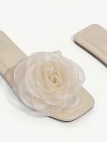 CUCCOO CHICEST Women's Flat Flower Slippers Suitable Outfit For Summer Elegant Sandals Spring Shoes Spring Break Easter - Apricot - View 4