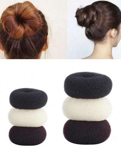 3/6Pcs Donut Hair Styling Tool Kit, Bun Maker Sponge For Messy Bun, DIY Hair Ring Wrapper For Women & Girls, Hair Styling Accessories For Perfect Ballerina Bun