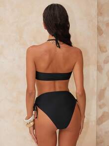 Swim Chiccia 2pcs 2026 New Solid Color Sexy Halter Swimwear For Women, Vacation Swimwear - Black - View 2