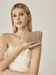 MOTF WOMEN'S ELEGANT FASHION EVENING BAG, SUITABLE FOR PARTIES AND WEDDINGS - Champagne - View 7