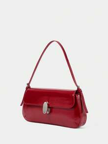 MOTF PREMIUM LADIES SHOULDER BAG, EXQUISITE AND SIMPLE BAGUETTE BAG, VERSATILE PARTY COMMUTE - Red - View 2