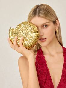 MOTF LADIES CLUTCH BAG, METAL SPECIAL-SHAPED CLUTCH BAG, SUITABLE FOR EXQUISITE HOLIDAY PARTIES - Gold - View 1