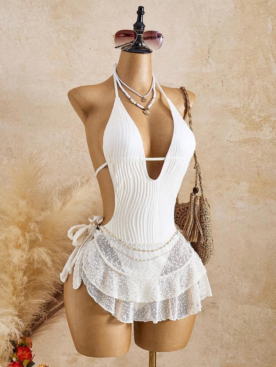 Bellisia Bộ đồ bơi nữ 2 mảnh chấm bi cổ chữ V phối chân váy, thích hợp cho kỳ nghỉ xuân/hè 2026, kiểu dáng thanh lịch. Phù hợp cho đi học, kỳ nghỉ, hẹn hò, tiệc trà chiều, phong cách miền Tây, du thuyền, bãi biển, đảo, du lịch đường bộ, mọi mùa, lễ hội âm nhạc, kỳ nghỉ Boho, kỳ nghỉ Bohemian, mùa thu thư giãn, phong cách Boho miền Tây, áo bơi một mảnh thanh lịch cho nữ, áo tắm kèm áo khoác ngoài, áo khoác ngoài cho nữ, trang phục đi biển màu trắng cho nữ, váy trắng, áo tắm một mảnh, váy che bikini, áo khoác ngoài bikini, váy che bikini, trang phục mùa hè cho nữ, váy đi biển, bộ bikini cho nữ kèm áo khoác ngoài, trang phục mùa hè cho nữ, váy đi biển và áo khoác ngoài, trang phục dự tiệc bãi biển cho nữ, áo tắm kèm chân váy. - Màu be - Xem 1