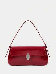 MOTF PREMIUM LADIES SHOULDER BAG, EXQUISITE AND SIMPLE BAGUETTE BAG, VERSATILE PARTY COMMUTE - Red - View 3