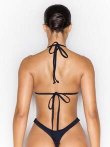 Musera Resort Graphic Print Dice High Leg Micro Bikini Bottoms Only Spring Summer Vacation Sexy Coolgirl Ibiza Festival Holiday Pitstop - Black - View 3