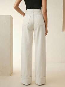 Women's New Fashion Party Classic Pocket Straight-Leg Jeans - Beige - View 2