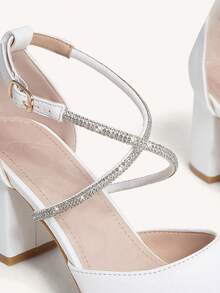 CUCCOO CHICEST Women's Shoes Valentine Days Day Point Toe Chunky Outdoor Fashion White High Heel For Summer For Summer Graduation Heels Prom Heels Vacation Shoes Summer Elegant Heels Summer Shoes Summer Break Easter For Christmas Elegant Shoes Wedding Shoes Summer Shoes Bride Shoes Fall Shoes - White - View 9