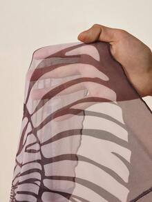 Zivah 2026 女士度假休闲沙滩薄纱印花长款和服式罩衫 - 棕色 - 查看 8