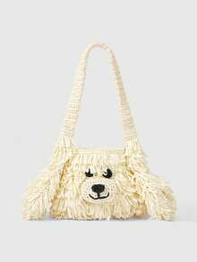 ROMWE Kawaii Cute Puppy Tassel Shoulder Bag For Women - Beige - View 1