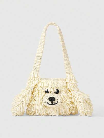 ROMWE Kawaii Cute Puppy Tassel Shoulder Bag For Women