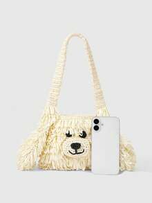 ROMWE Kawaii Cute Puppy Tassel Shoulder Bag For Women - Beige - View 3