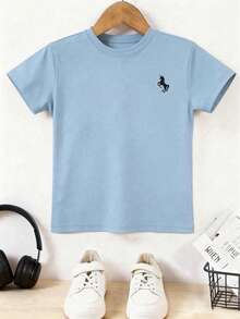 Young Boy Round Neck Graphic Print Casual Short Sleeve T-Shirt, Summer - White - View 8