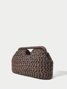SHECARRY Fashion Woven Handbag - Coffee - View 3