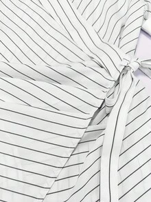 Franclia Women's Simple Casual Striped Short-Sleeve Side-Tie Casual Shirt   Summer  Summer Shirt  Summer Outfits   Summer Clothes   Elegant Shirt For Women   Elegant Shirt Women    Elegant Women's Shirt   Casual Shirt For Women   Casual Shirt   Casual Women's Shirt   Striped Shirt  Black And White Striped Shirt - Black and White - View 3