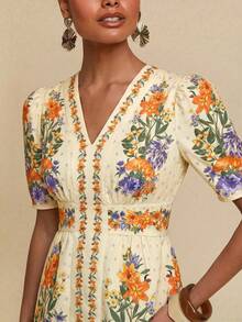 Travachic Woven Printed Short Sleeve Mini Dress For Women,Summer Dress,Vacation Dress,Summer Dresses For Women - Multicolor - View 6
