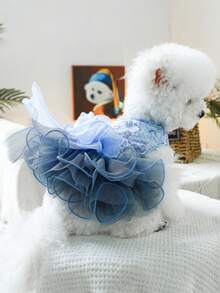 1PC Pet Dress, Blue Galaxy Wedding Gown For Dogs & Cats - Blue - View 5