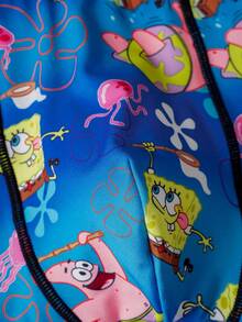 SpongeBob SquarePants | SHEIN Quần boxer nam kiểu dáng thường ngày, có in chữ ở cạp quần. - Màu xanh lam - Xem 6