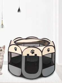 Portable Foldable Pet Tent Dog House Octagonal Fence Puppy Shelter Easy To Use Outdoor Easy To Operate Large Dog Cage Cat Fence - Grey - View 4