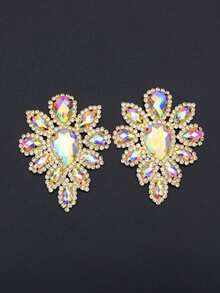 1颗45*59mm缝制金色水晶AB玻璃水钻贴花缝纫花朵水晶石平底爪镶钻，适用于婚纱、鞋子工艺品 - 1pc - 查看 12