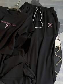 Resyla 女士两件套休闲运动夏季套装 - 黑色 - 查看 5